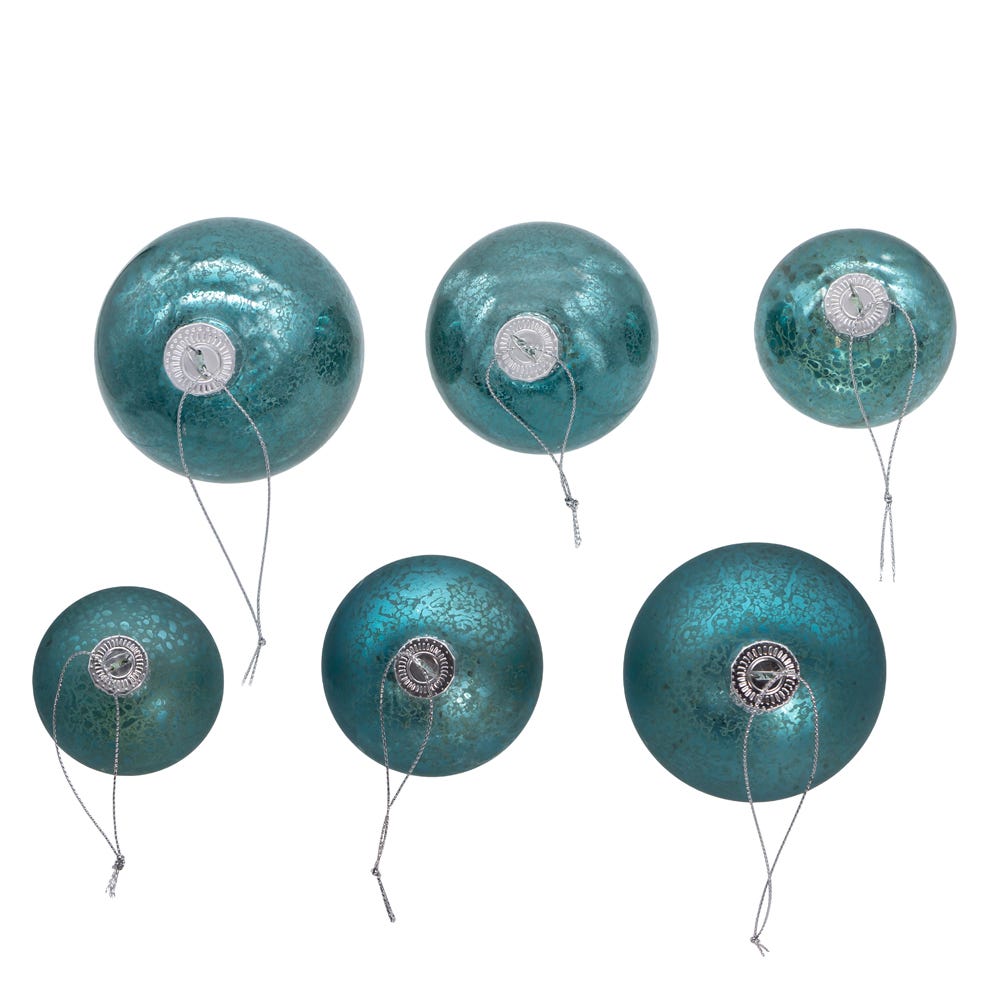 Kurt Adler 60-80MM Glass Shiny & Matte Teal Mercury Ball Ornaments, 20-Piece Set